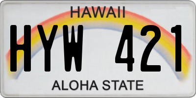 HI license plate HYW421