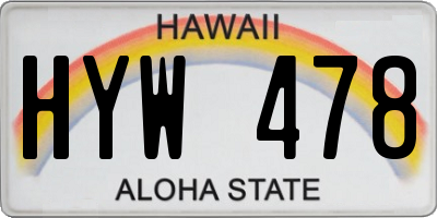 HI license plate HYW478
