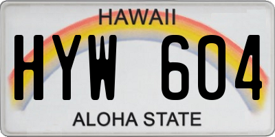 HI license plate HYW604