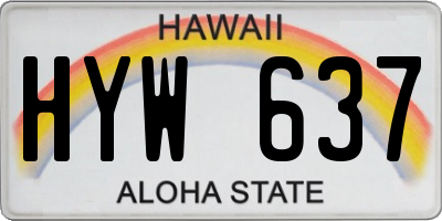 HI license plate HYW637