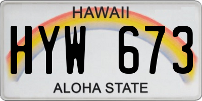HI license plate HYW673