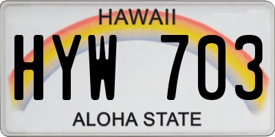 HI license plate HYW703