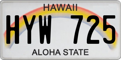 HI license plate HYW725