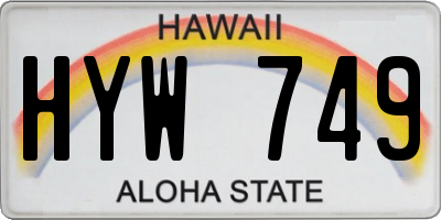 HI license plate HYW749