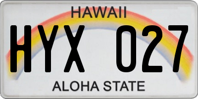 HI license plate HYX027