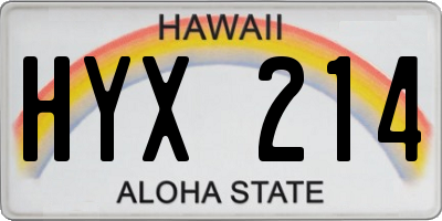HI license plate HYX214