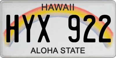 HI license plate HYX922