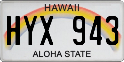 HI license plate HYX943