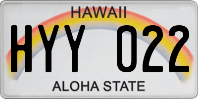 HI license plate HYY022