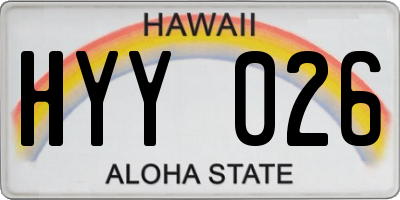 HI license plate HYY026