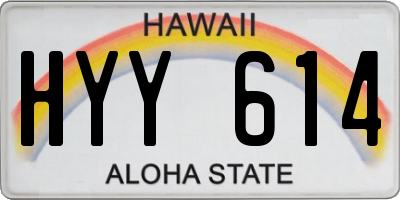 HI license plate HYY614