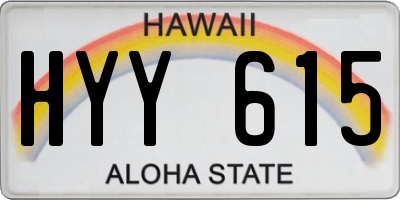 HI license plate HYY615