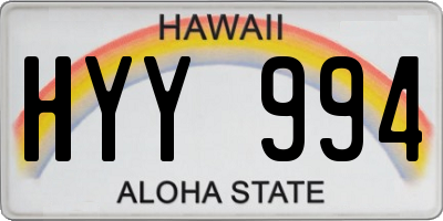 HI license plate HYY994