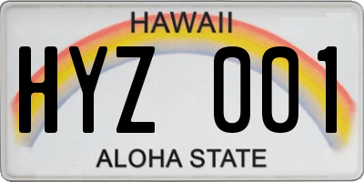 HI license plate HYZ001