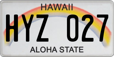 HI license plate HYZ027
