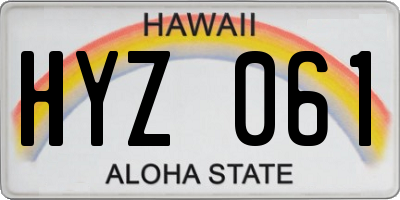 HI license plate HYZ061