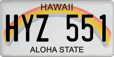 HI license plate HYZ551