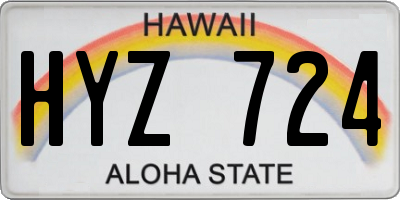 HI license plate HYZ724