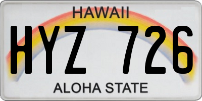 HI license plate HYZ726