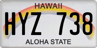 HI license plate HYZ738