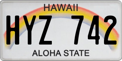 HI license plate HYZ742