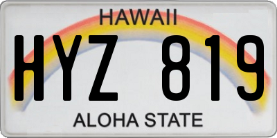 HI license plate HYZ819