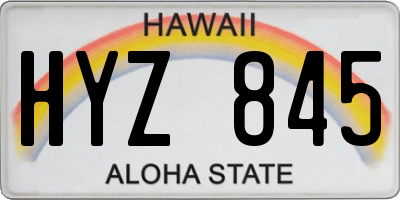 HI license plate HYZ845