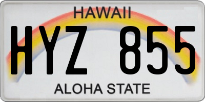 HI license plate HYZ855