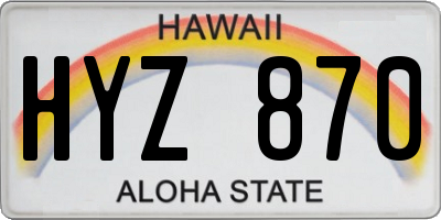 HI license plate HYZ870