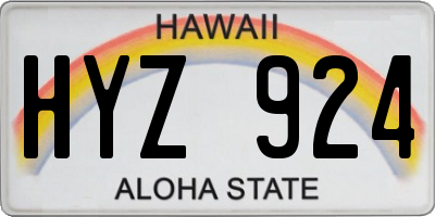 HI license plate HYZ924