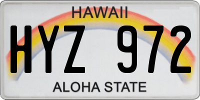 HI license plate HYZ972