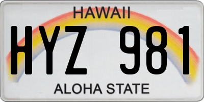 HI license plate HYZ981