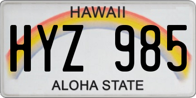 HI license plate HYZ985