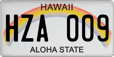 HI license plate HZA009