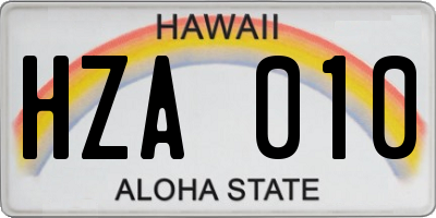 HI license plate HZA010