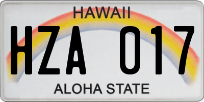 HI license plate HZA017