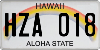 HI license plate HZA018
