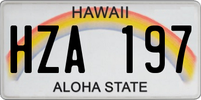 HI license plate HZA197