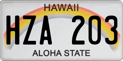 HI license plate HZA203