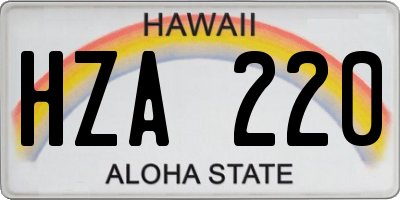 HI license plate HZA220
