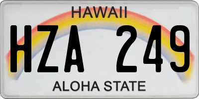 HI license plate HZA249