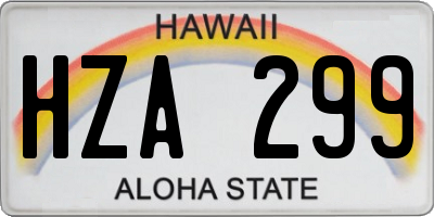 HI license plate HZA299