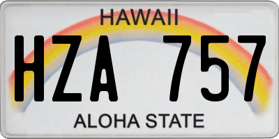 HI license plate HZA757