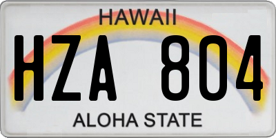 HI license plate HZA804