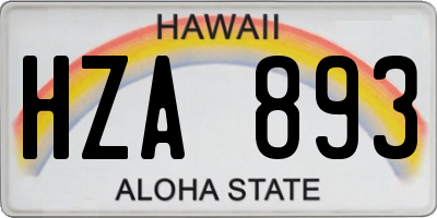 HI license plate HZA893