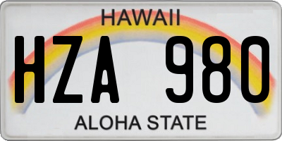 HI license plate HZA980