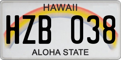 HI license plate HZB038