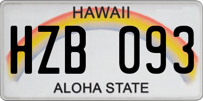 HI license plate HZB093