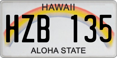 HI license plate HZB135