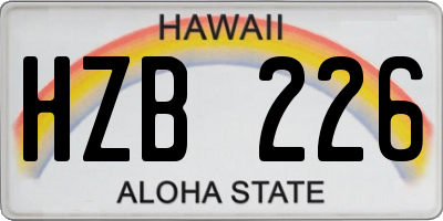 HI license plate HZB226